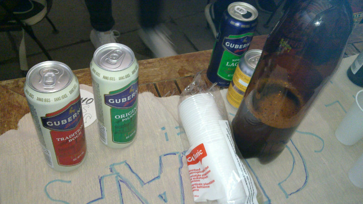 [IMG: Some of the drinks on CRA... table covering]