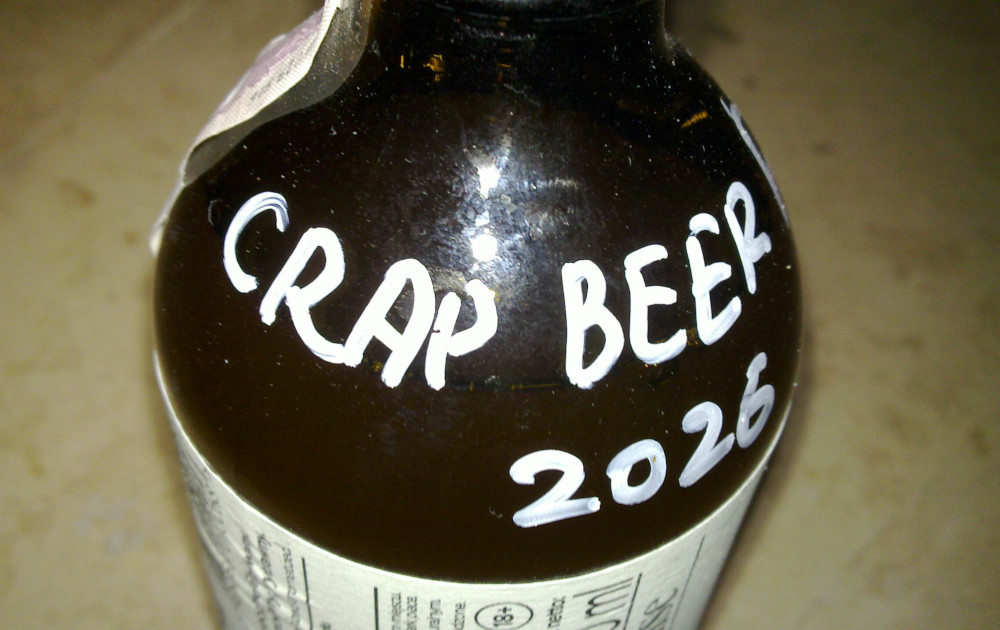 [IMG: bottle labelled for CRAP BEER FEST 2026]