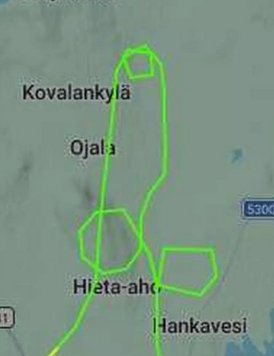 [IMG: Cocks aloft, flightradar trace from Tikkakoski]