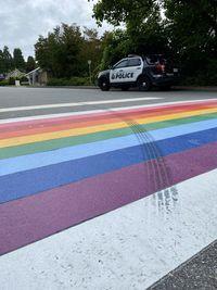 [IMG: Gay Pride zebra crossing defaced]