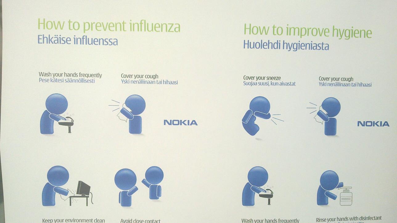 [IMG: Hygiene posters at Nokia]